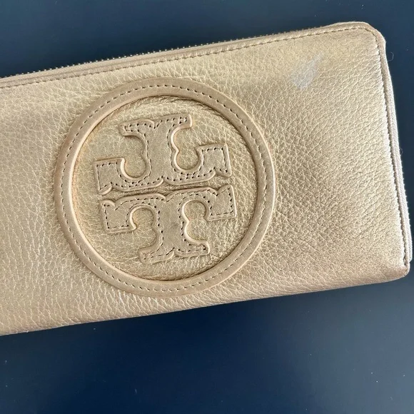Tory Burch Continental Zip Metallic Gold Wallet - Picture 3 of 7